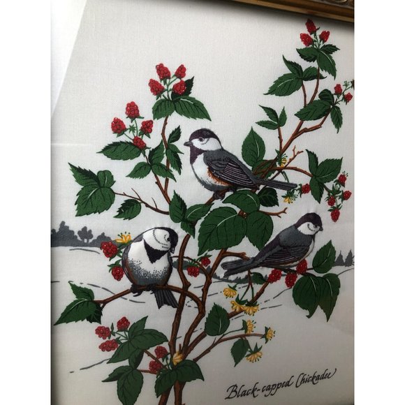 Framed 12x14 Trapunto Art, Cranston VIP Bird Block, Black-capped Chickadee - Picture 3 of 5